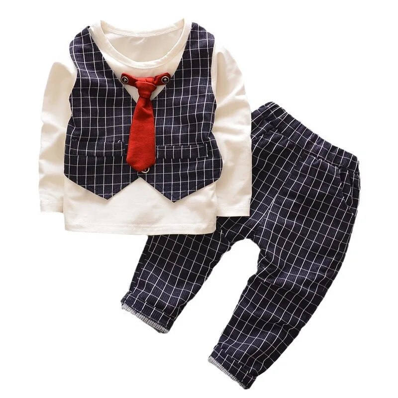 New Spring Autumn Baby Boys Clothes Children Fashion T-Shirt Pants 2Pcs Sets Kids Gentleman Suit Toddler Casual Cotton Costume