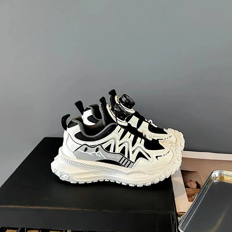 Dziecięce sportowe buty dla chłopców antypoślizgowe PU dziewczęce do koszykówki modne skórzane buty dziecięce krótkie i grube do szkoły tenisowej_voghion.com