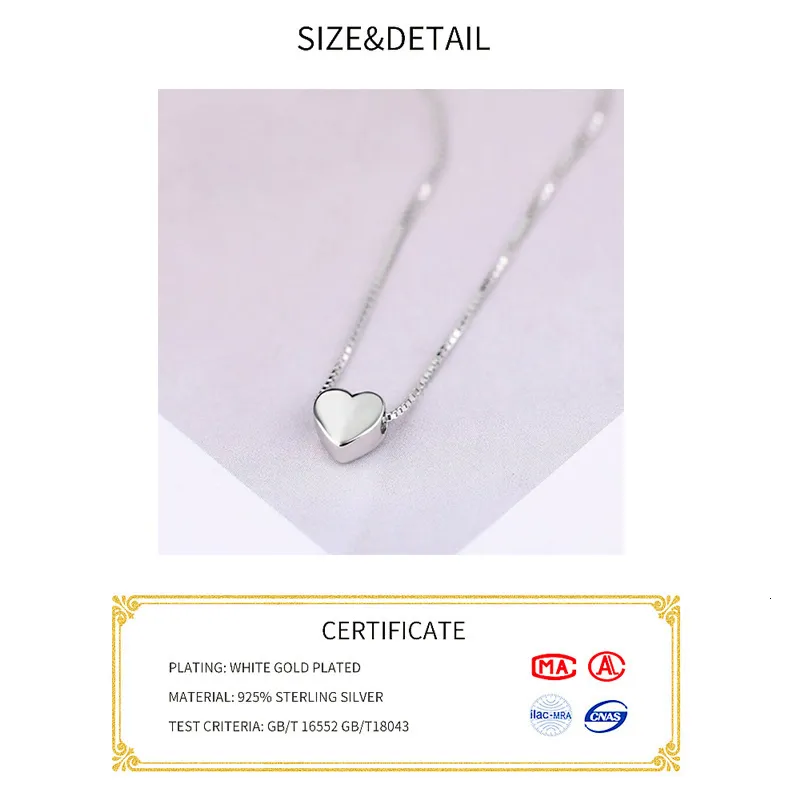 Collares de moda minimalistas con colgante liso en forma de corazón de plata esterlina, bonito collar con dije para mujer 230426_voghion.com