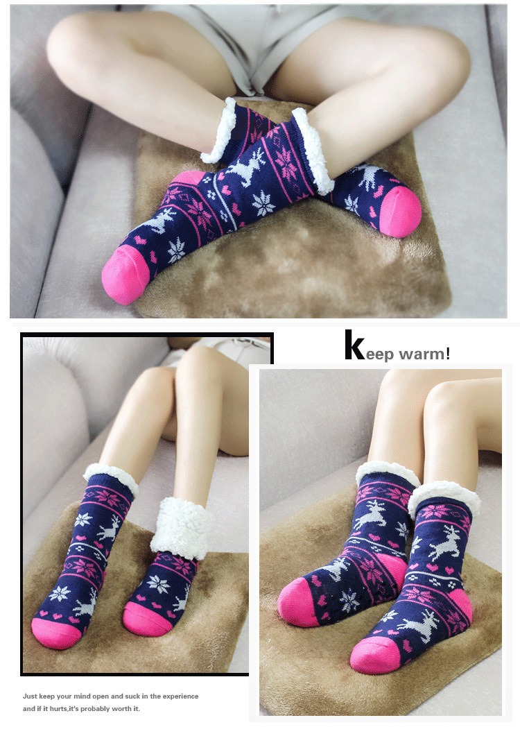 Kuschelige Weihnachtshaussocken – Plüschige, fleecegefütterte Anti-Rutsch-Socken für Damen und Herren_voghion.com