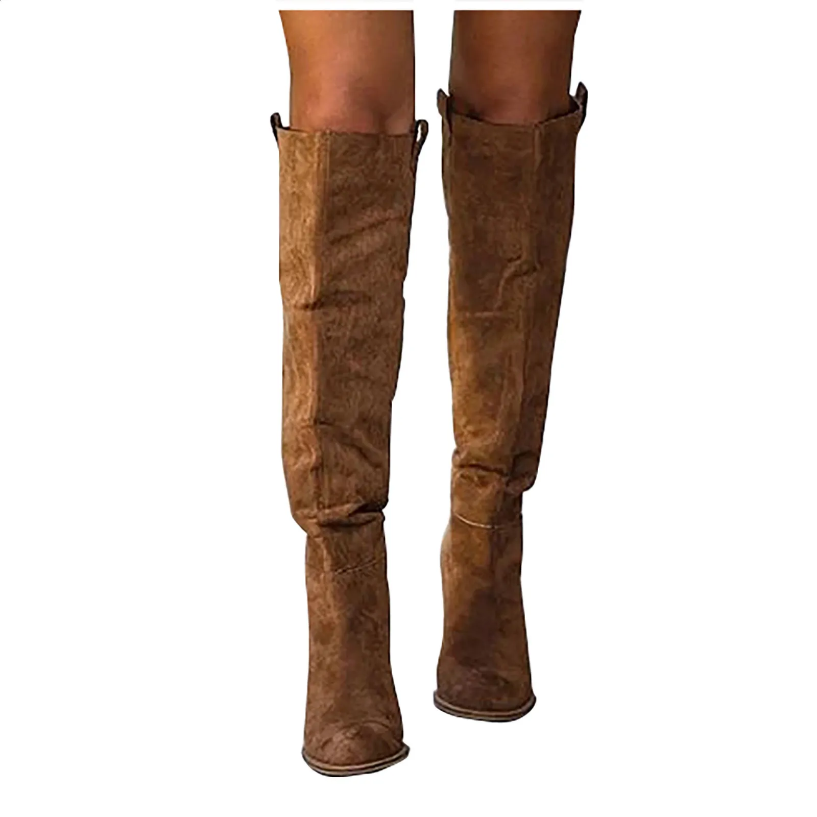 Modische, lässige Retro-Stiefel aus Denim mit langen Knien und quadratischen High Heels für Damen Bottes Womens Botas De Mujer atos 240911_voghion.com