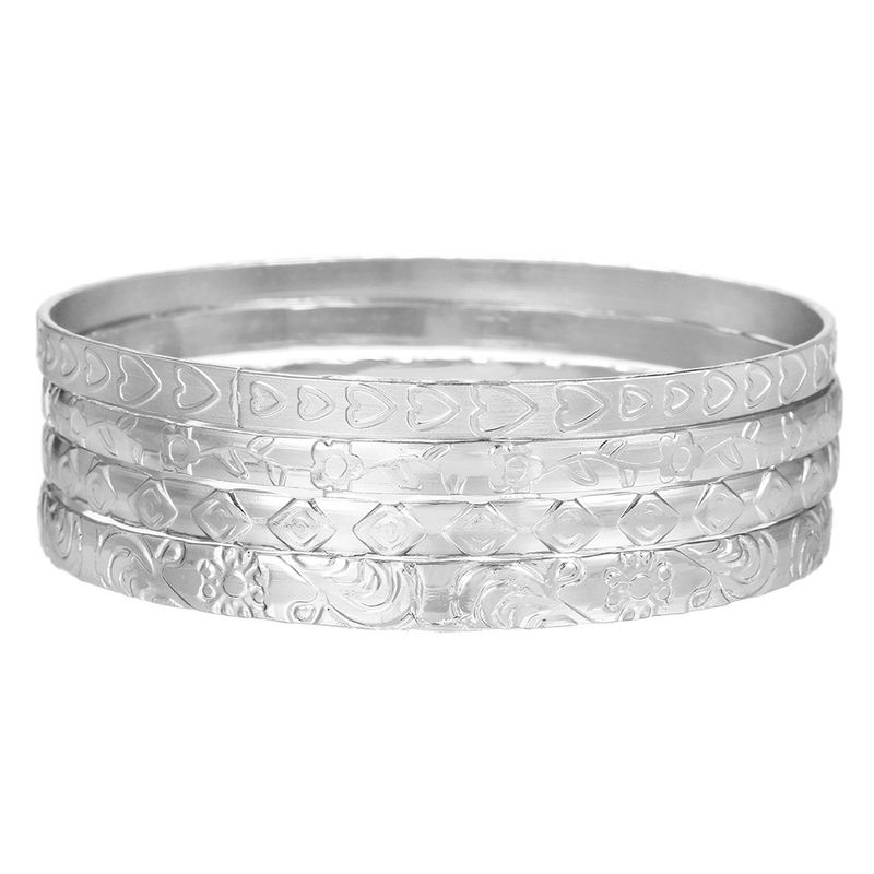 Fashionable Retro Simple Wer Heart Pattern Mix And Match Open Stacking Bracelet Jewelry Style Combination_voghion.com