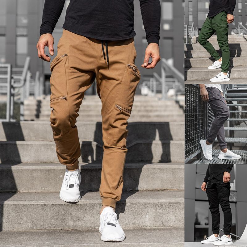 Herrenbekleidung Jogginghose Herrenmode Small Foot Hose Multi-Pocket Cargohose Freizeithose_voghion.com