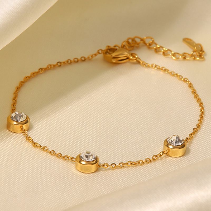 INS Internet Celebrity New Fashionable Gold-plated Round Zircon Stainless Steel Bracelet Trendy And Versatile Accessory_voghion.com