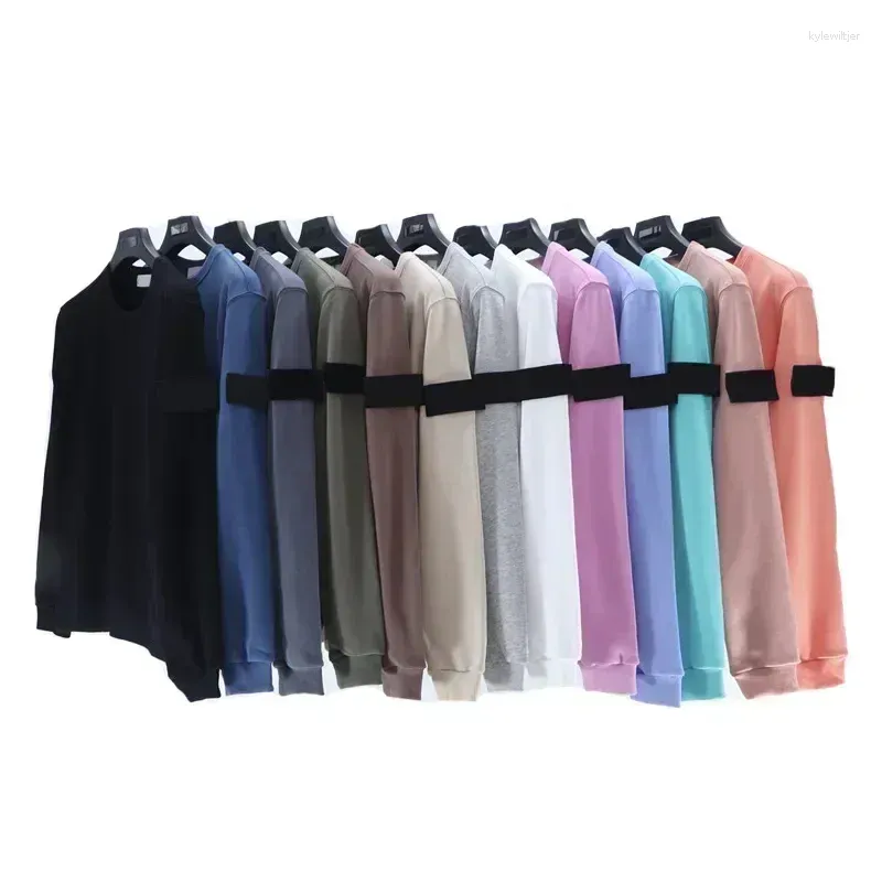 Heren Hoodies Effen Kleur Lange Mouw Trui Lente En Herfst Katoen Los Comfortabel Steen Mouw Label Heren Dames_voghion.com