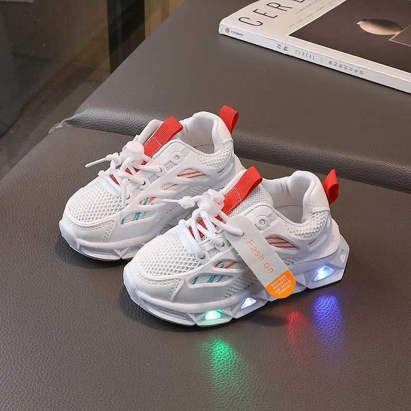 1-6 jahre LED Baby Leuchtende Jungen Glowing Kinder Sport Turnschuhe Kinder Mädchen Anti-slip Kleinkind Mesh Schuhe Led-Blitz_voghion.com