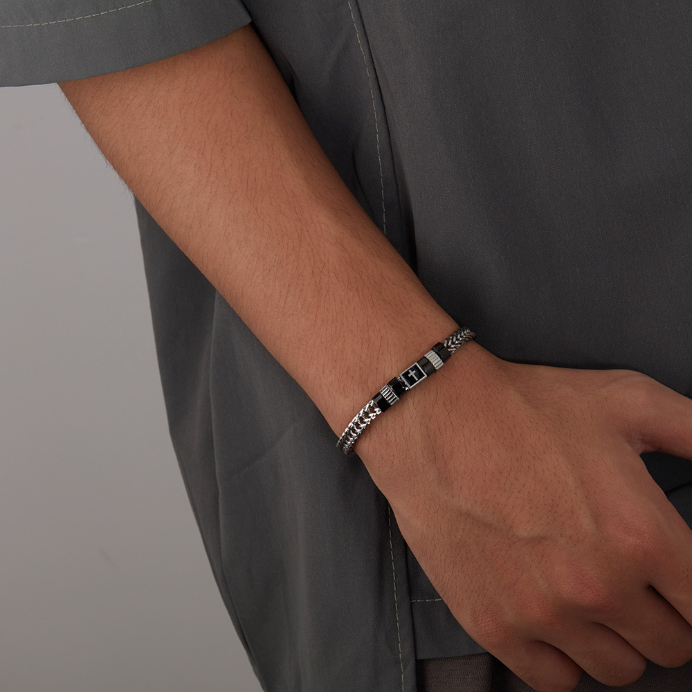 Kreuz Titan Stahl Armband für Männer_voghion.com