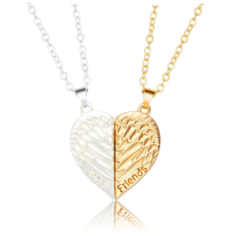 Wisiorki 2 szt. Modny magnetyczny naszyjnik dla par dla zakochanych gotyckie serce przyjaciel impreza prezent biżuteria akcesoria_voghion.com