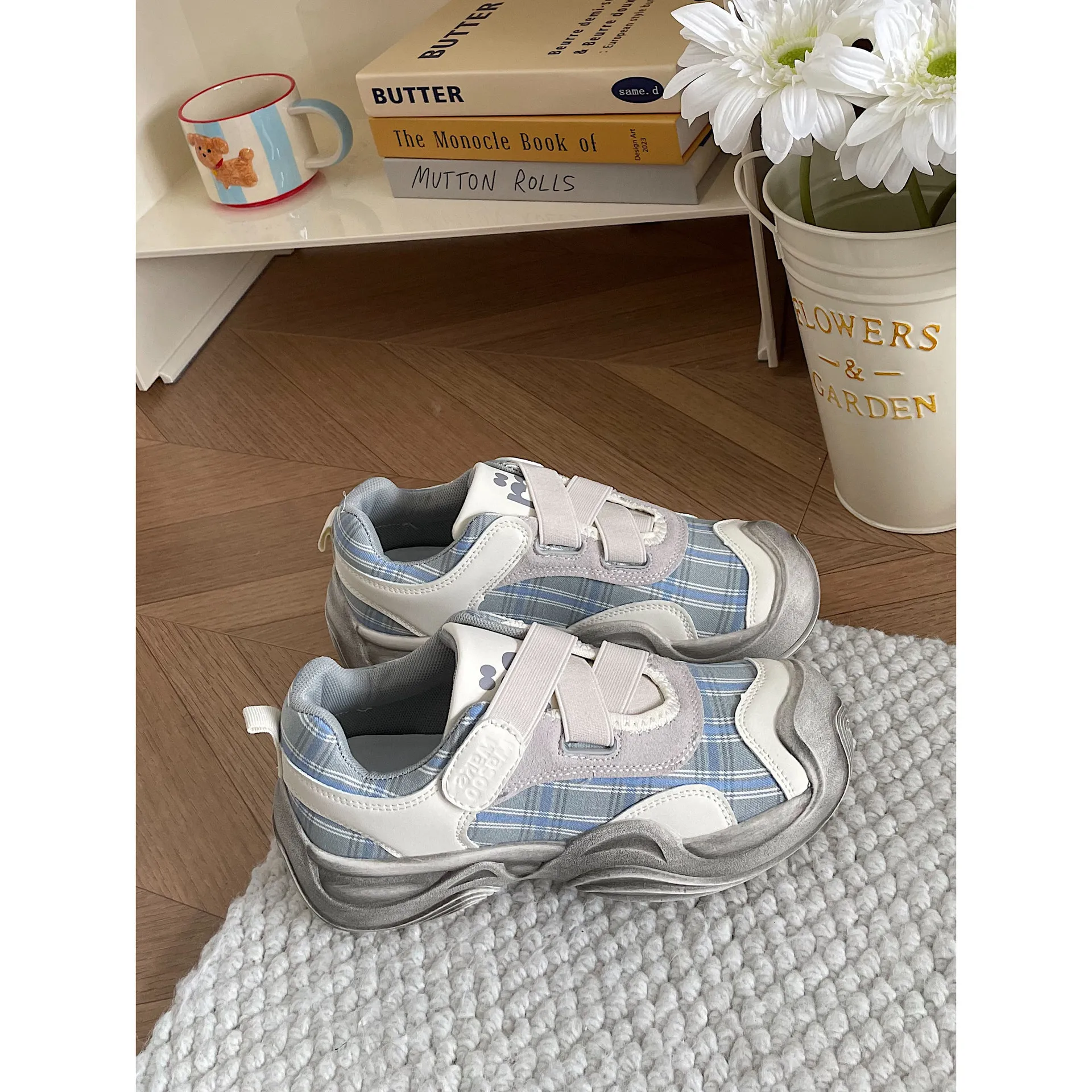 Jinmi 2024 Nuove scarpe sportive casual autunnali da donna con fondo spesso, testa grande, brutte e carine, con velcro, versatili, singole, per donna_voghion.com
