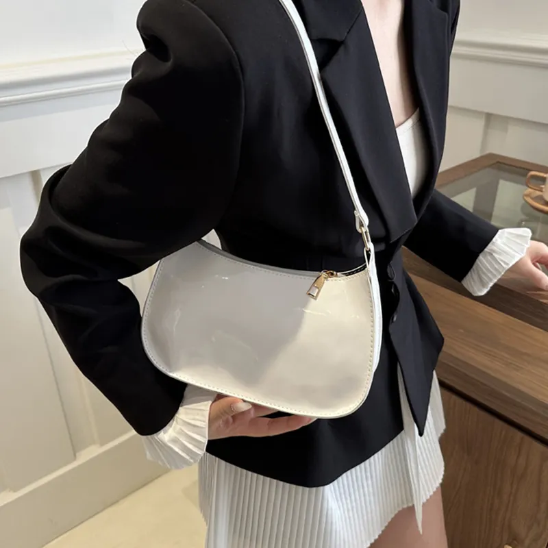 Borsa a tracolla da donna in pelle PU tinta unita retrò, borse alla moda, borse casual hobo e borsette da donna_voghion.com