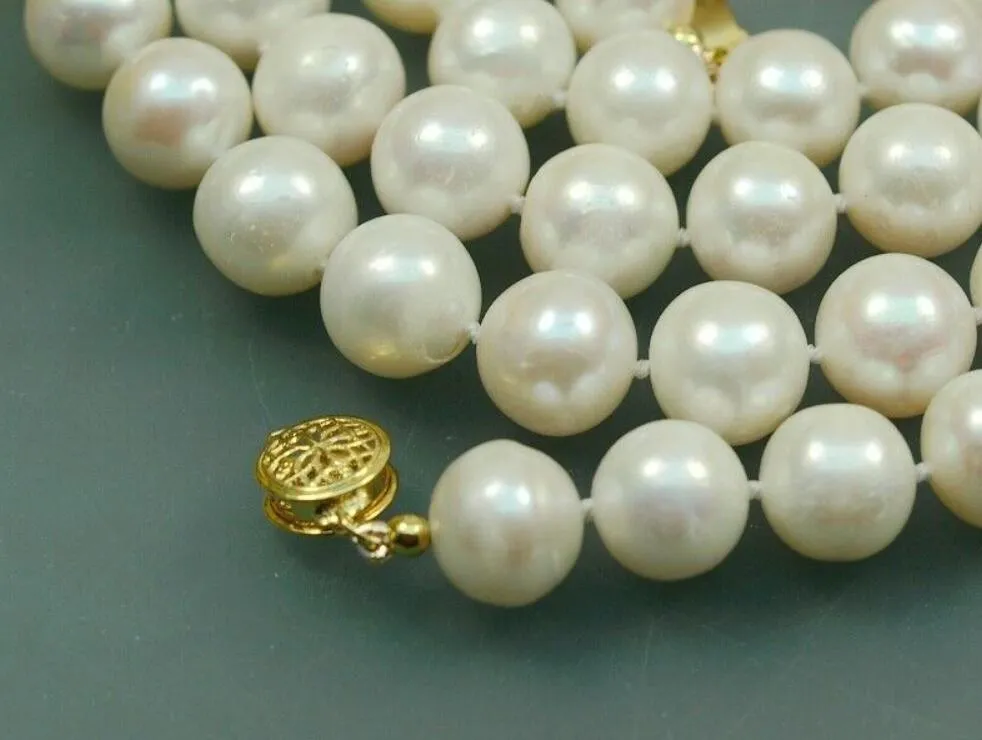 Collier ras du cou en perles d'eau douce naturelles blanches de 8 à 9 mm pour femme, 35" et 50"_voghion.com