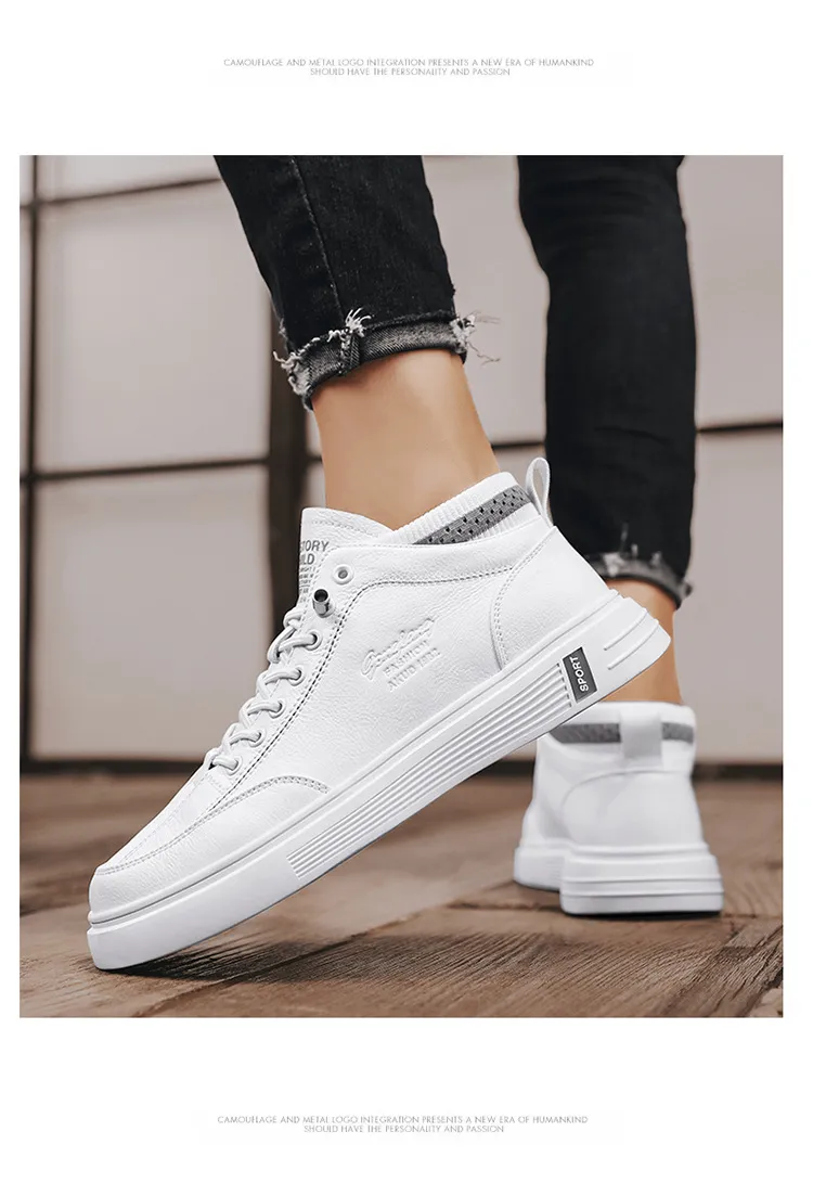 Męskie buty codzienne ze skóry wygodne sportowe sneakersy męskie_voghion.com