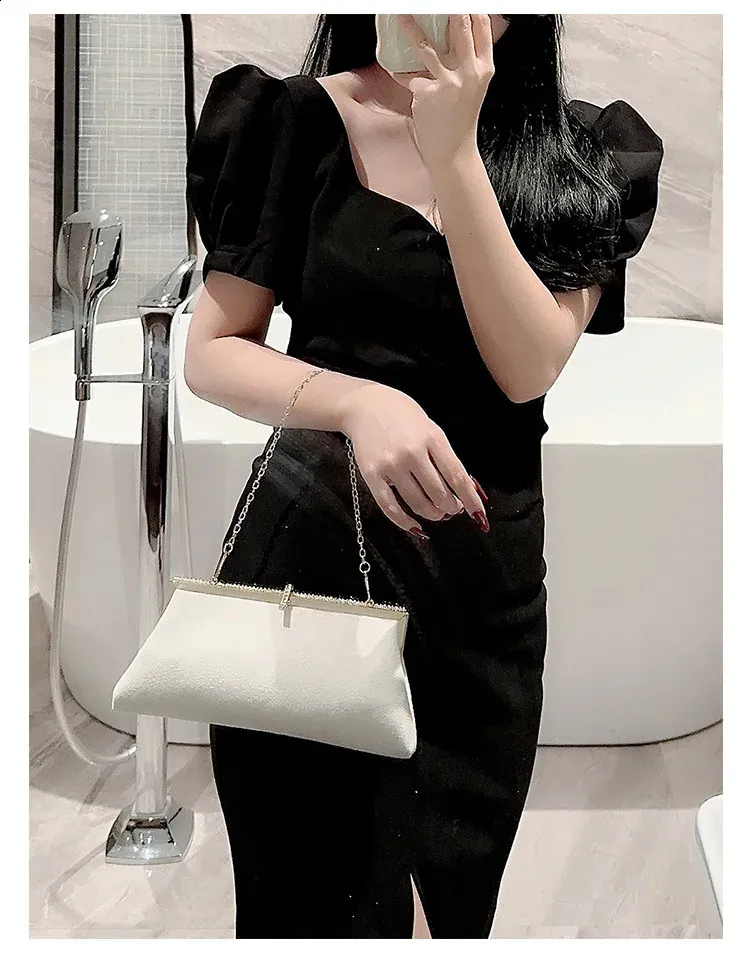 High-end Women Veet Evening Bag Fashion Fish Hook Lock Clutch Purses Female Handbags Chain Shoulder Bags for Wedding_voghion.com