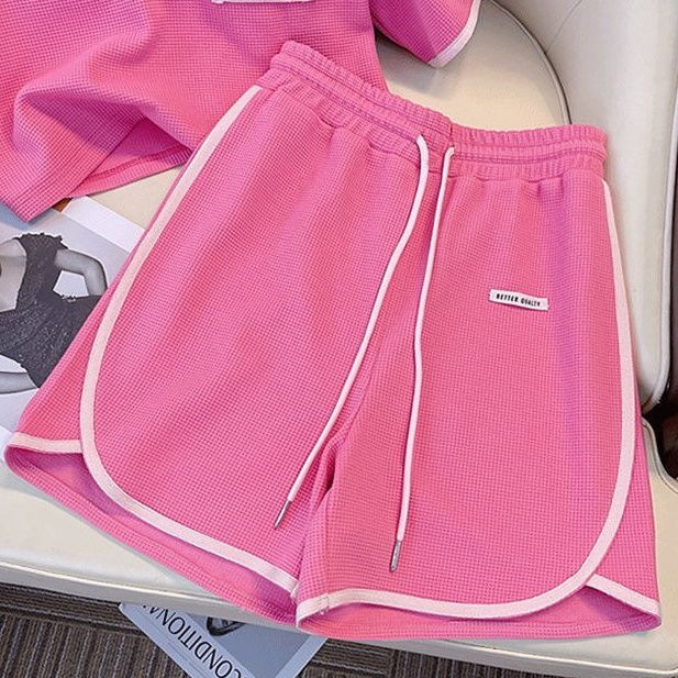 Women's Polo Collar Pink Design Niche Fashion Age-reducing Shorts Two-piece Suit_voghion.com