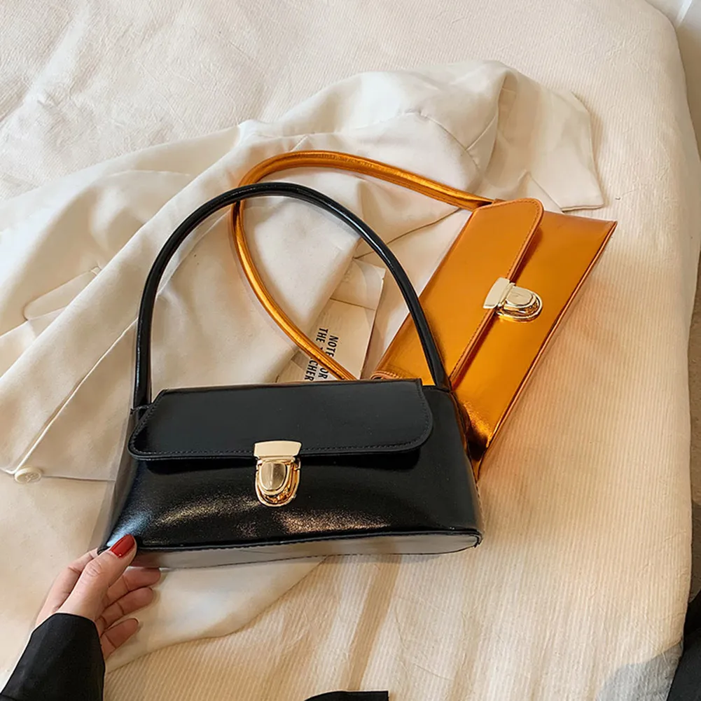 Handtassen voor dames, eenvoudige handtassen met handvat, Franse tote, elegante glanzende oksel, schoudertas van PU-leer voor dames_voghion.com
