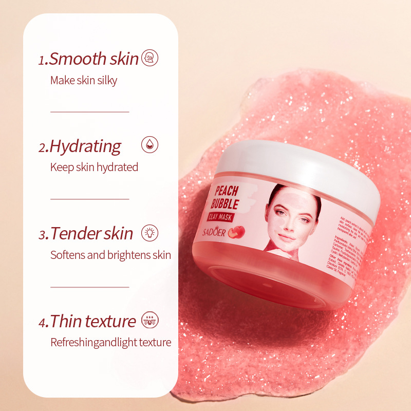 Mascarilla facial limpiadora hidratante con película de lodo de burbujas de pepino y melocotón de SADOER_voghion.com