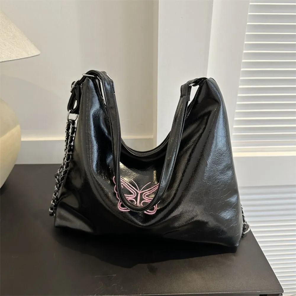 Multifunktionale PU-Lederkette Schultertasche Dual Purpose Korean Style All-Match Große Kapazität Einkaufstasche Geschenk_voghion.com