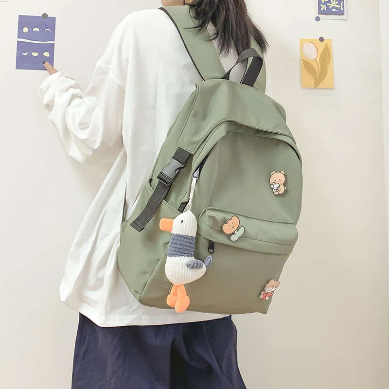 Große Kapazität Nylon Schulranzen Junior Schultern High School Studenten Einfache Freizeit Rucksack_voghion.com