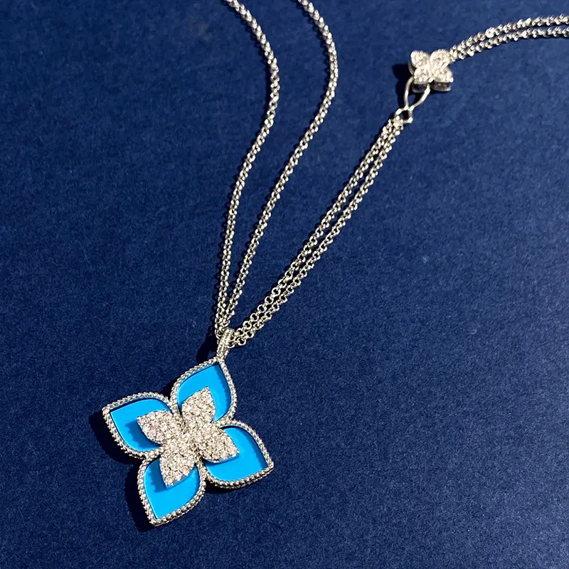 marchio clover designer collane con ciondolo per donna oro argento dolce 4 foglie fiore doppia fila elegante collana maglione_voghion.com