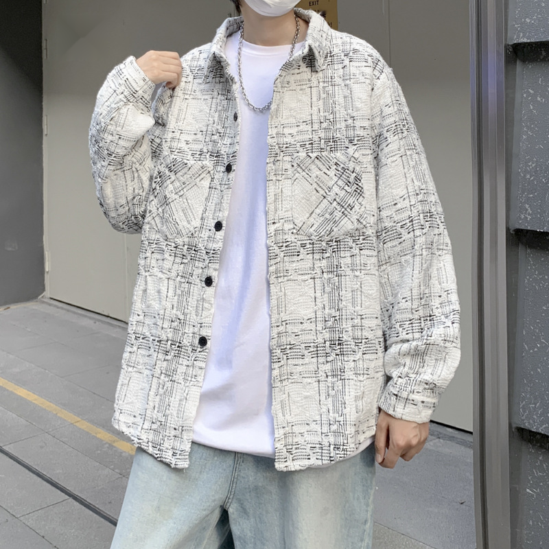 Kleie karierte Jacke im Duftstil für Herre, Frühlig Herbst, locker ud lässig, Paarhemd, vielseitig eisetzbar,_voghion.com