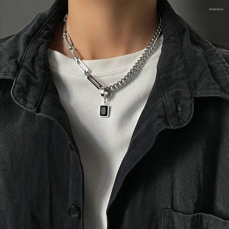 Halskette mat Anhänger Einfach Kette Halskette Punk Choker Gotesch Quadrat Ouerréng Kaddoen_voghion.com