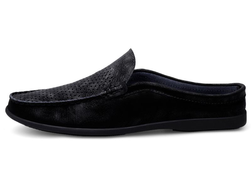 Sommer Slipper Halbschuhe für Herren Leder Slipper Casual Pantoletten Atmungsaktiv Bequeme Halbschuhe Mokassins Gelb Schwarz Beige_voghion.com