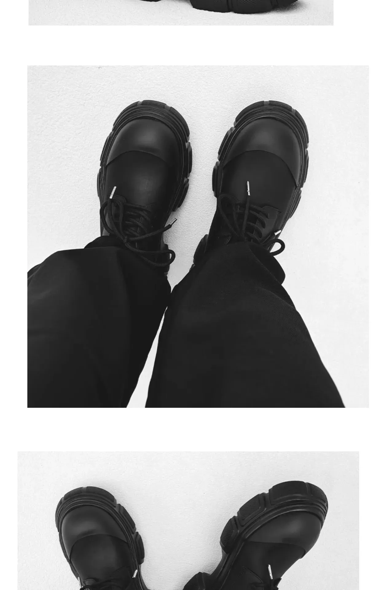 Chaussures décontractées en cuir véritable à semelle épaisse pour hommes, chaussures à plateforme rehaussées, japonaises, Haruku, coréennes, streetwear, à la mode_voghion.com