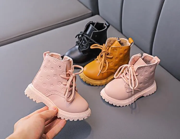 Kid Kleinkind Mode Herbst Winter Jungen Britischen Plüsch Kurze Kinder Mädchen Knöchel Cutefeet Junge Mädchen Stiefel Kinder Schuhe Größen_voghion.com