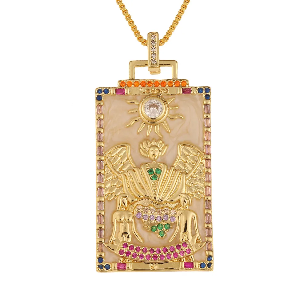 Collana con ciondolo carta dei tarocchi stile hip hop_voghion.com
