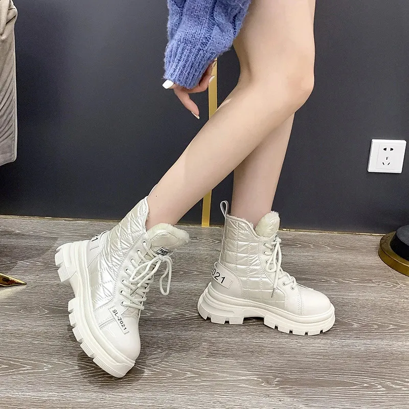 Snow Platform Warm Ankle Boots For Women Waterproof Fur Lined_voghion.com