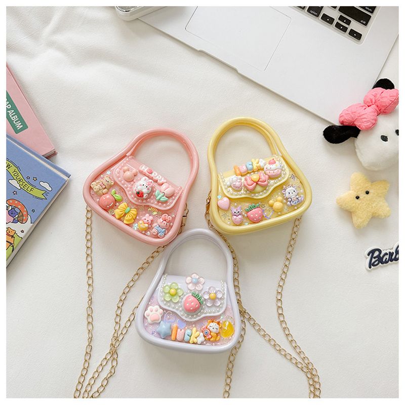 Kleine Umhängetasche mit Kette Kinder, 2024, neue Einzel-Schulter-Umhängetasche, modische Jelly-Korean-Edition, für_voghion.com