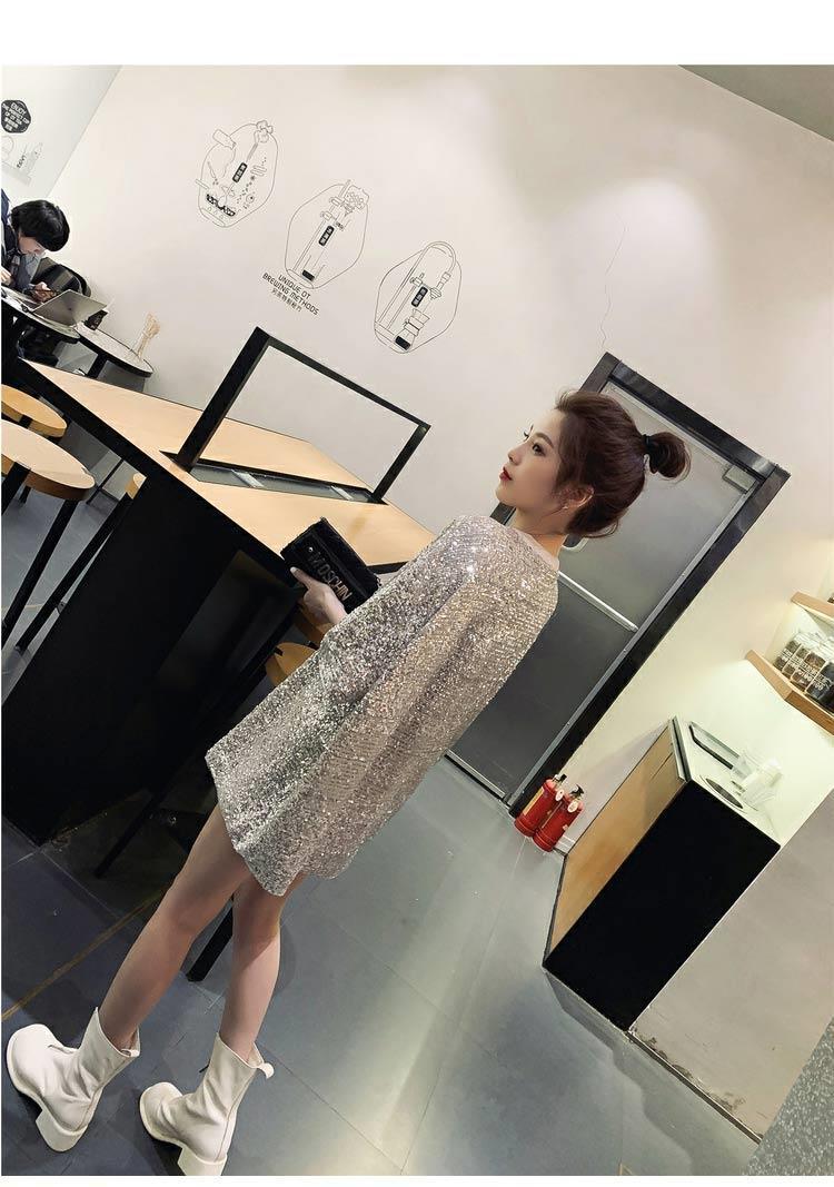 Women's slimming sequin heavy industry T-shirt casual short-sleeved T-shirt_voghion.com