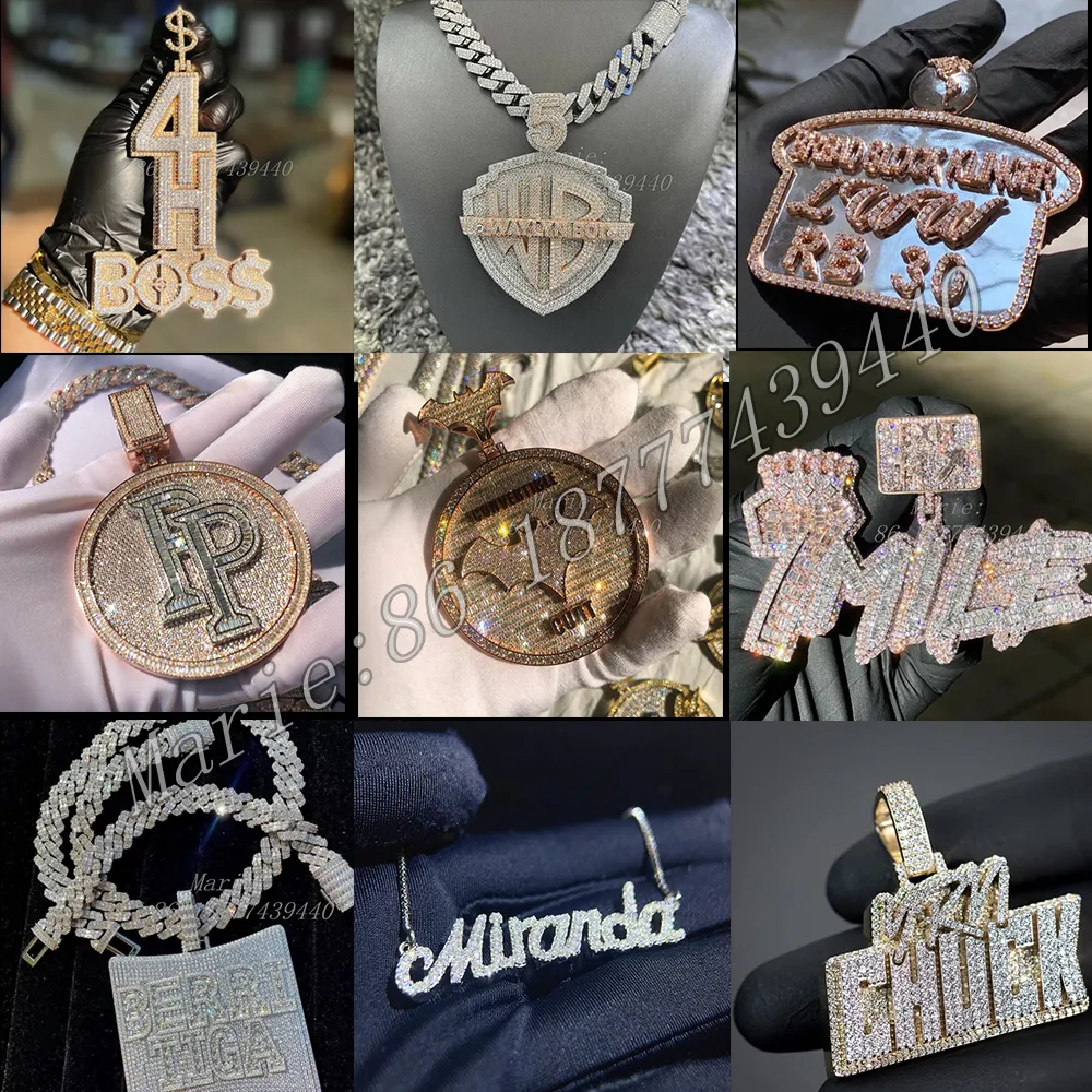 Vendita diretta in fabbrica di gioielli in argento sterling con catena a maglie cubane VVS Moissanite Hip Hop Cha_voghion.com