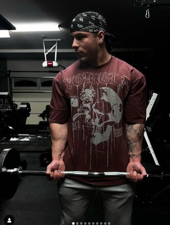 T-shirt ample à manches courtes pour hommes, motif crâne d'été américain transfrontalier, en coton, col rond, fitness, course à pied, sport, manches courtes, hommes_voghion.com