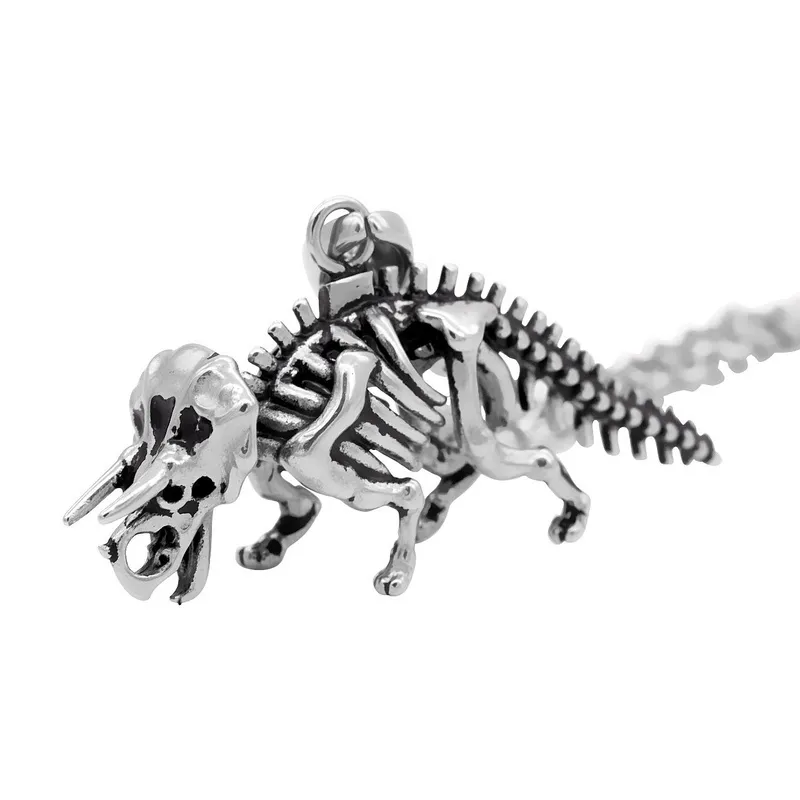 Chaînes Tendance Ligne Créative Pendentif Crâne De Dinosaure Gothique Hommes Et Femmes Bijoux De Mode Collier Rétro Hip Hop_voghion.com