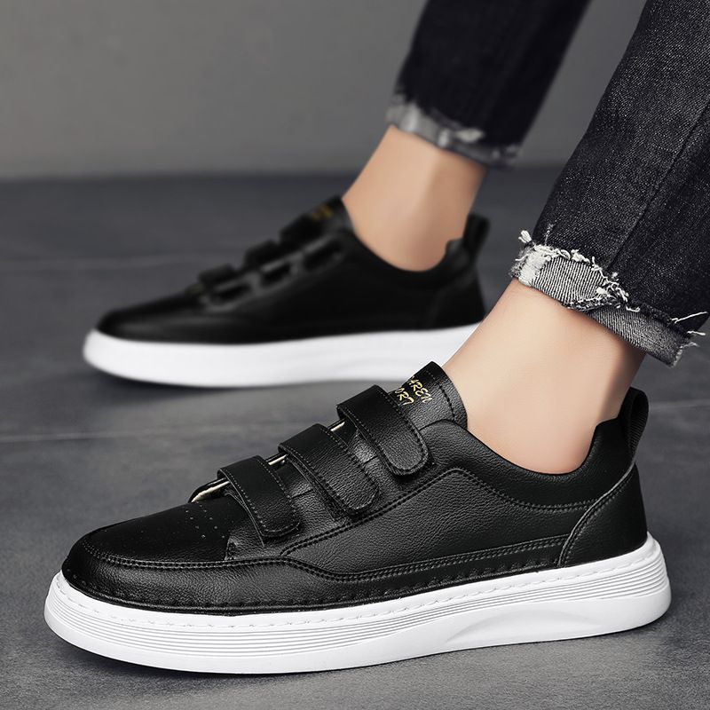 Kleng wäiss Schong mat Klettverschluss fir Liederkostüm, minimalistesche Board-Stil, villfälteg, Casual Schong fir all Saison, fir Hären_voghion.com