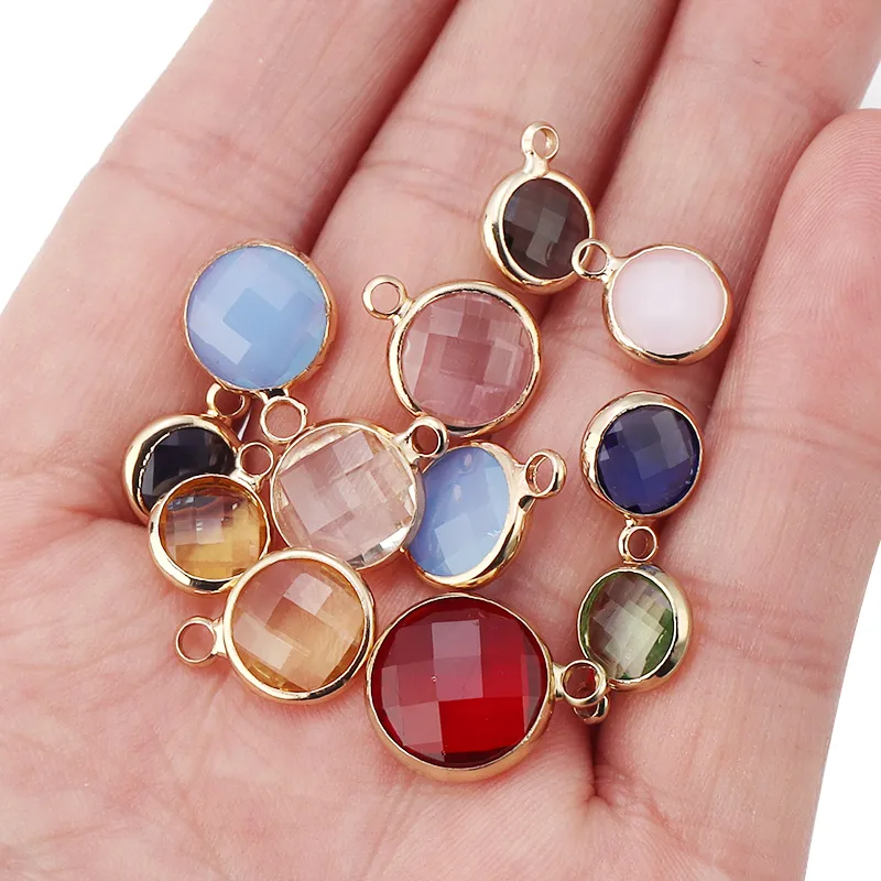 Anhänger Halsketten SAUVOO 10 teile/los Glas Perlen Pendent 6/8/10/12cm Runde Bunte 1 Löcher Verbinden charms Für Halskette_voghion.com