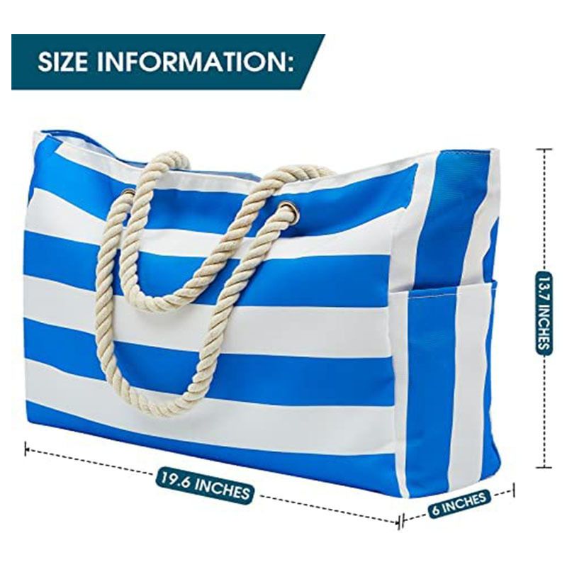 Gestreifte Strandtasche Bohemian Aufbewahrungstasche Canvas Reisetasche große Kapazität Einkaufstasche umweltfreundliche_voghion.com