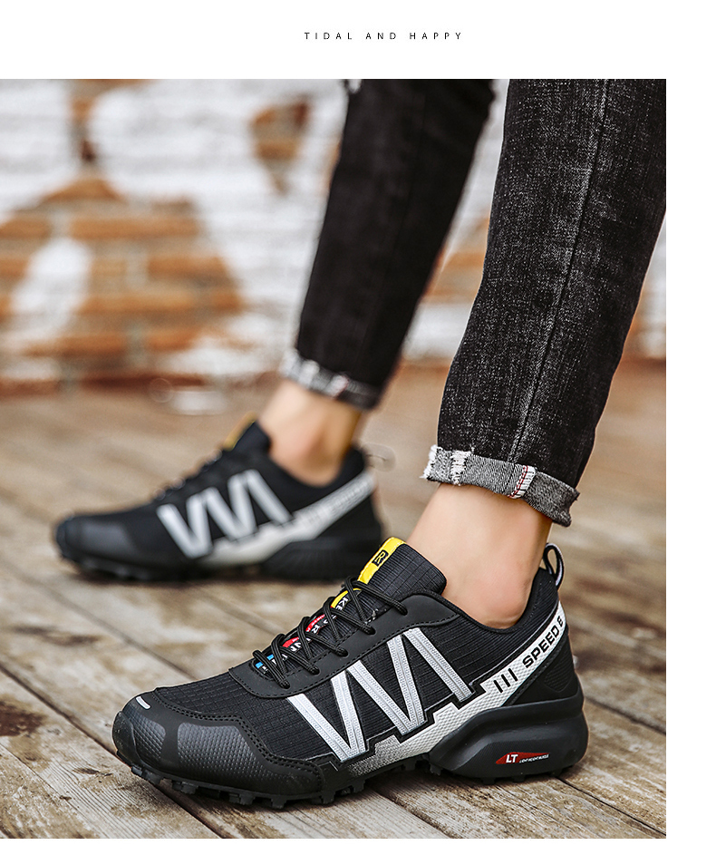 Men Hiking Sneakers Climbing Lace Up Trekking Outdoor Mountain Bike Flat Sport Cycling Shoes Breathable_voghion.com