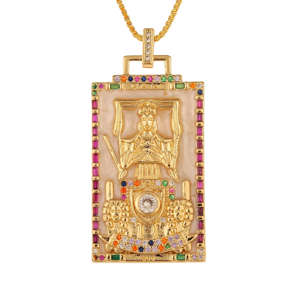 Collana con ciondolo carta dei tarocchi stile hip hop_voghion.com