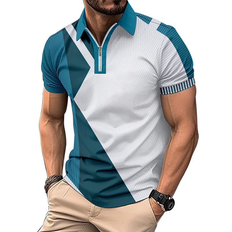 Herrenbekleidung Revers Mode Slim Fit Farblich passendes Herren-T-Shirt POLO-Shirt_voghion.com