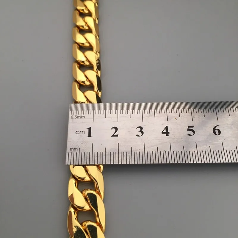 Chaîne pour homme et garçon de 12 mm d'épaisseur, collier en or jaune rempli de strass, bijoux en gros, chaînes cadeaux Hip Hop_voghion.com