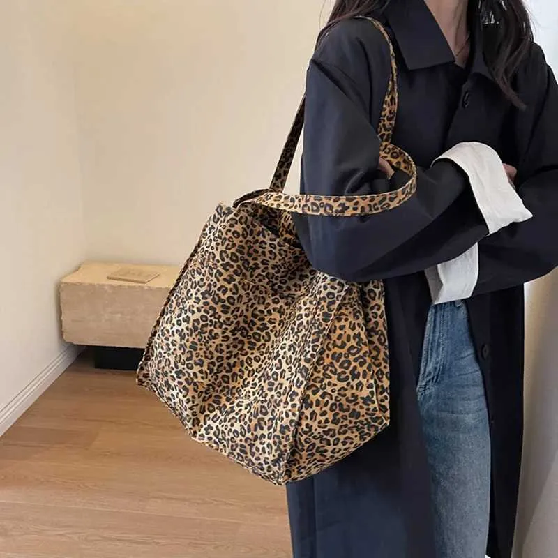 Handtasche mit Leopardenmuster, Retro-Canvas, große Kapazität, Einkaufstasche Y241026_voghion.com