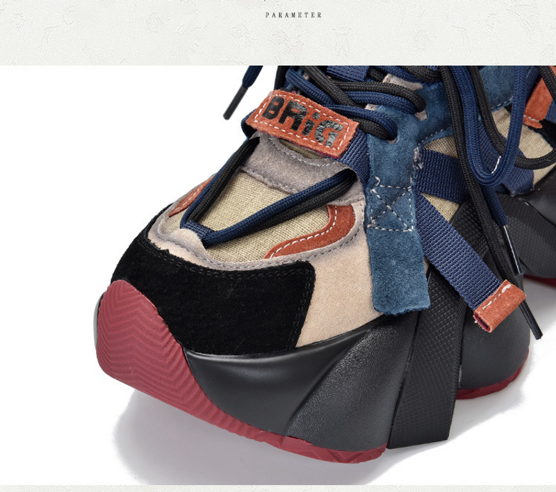 Chaussures de sport décontractées à semelle épaisse pour papa, en cuir véritable, polyvalentes, à lacets, basses, Design Sense, nouvelle collection printemps 2024_voghion.com