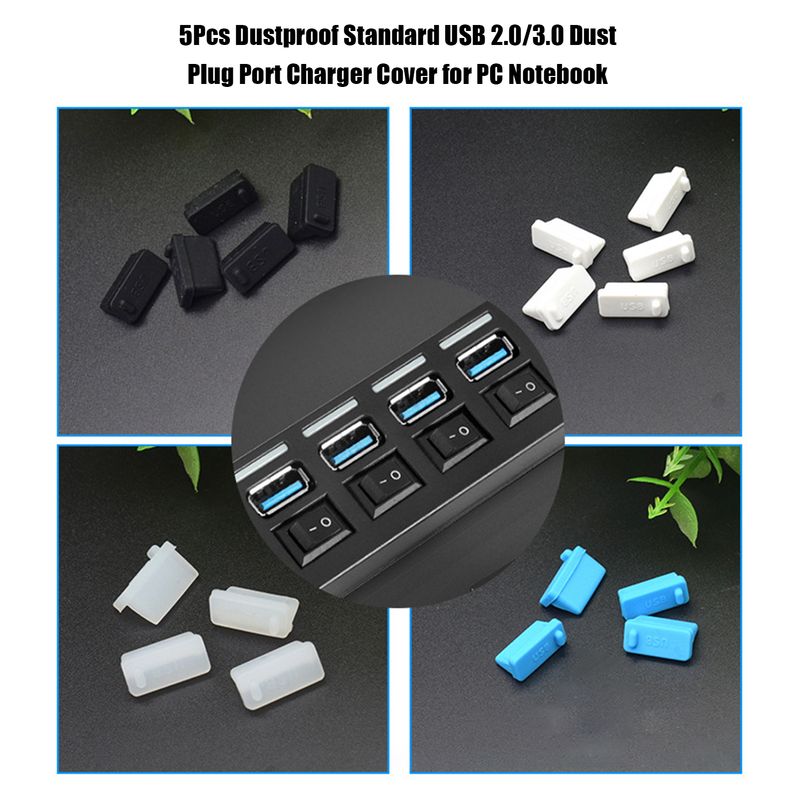 5Pcs Dustproof Standard USB 2.0/3.0 Dust Plug Port Charger Cover for PC Notebook_voghion.com