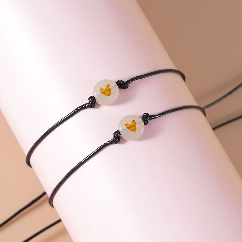 Nuovo semplice luminoso amore fortunato perlina amicizia coppia tirare gancio carta braccialetto regolabile mano corda_voghion.com