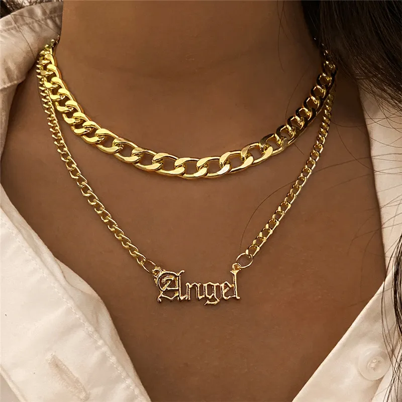 Collana multistrato vintage oro con pendente per donna_voghion.com