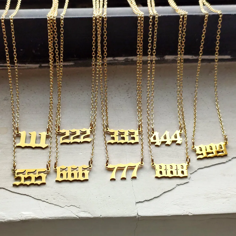 Pendant Necklaces Angel Number Necklace 111 222 333 444 555 777 666 888 999 Cubic Zirconia Choker Layered_voghion.com