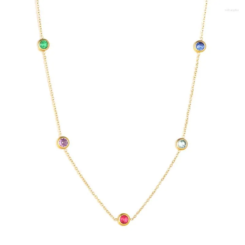 Colliers pendentifs Collier chaîne en acier inoxydable 316L Collier délicat en zircone cubique Bijoux tendance Bijoux Femme Fête_voghion.com