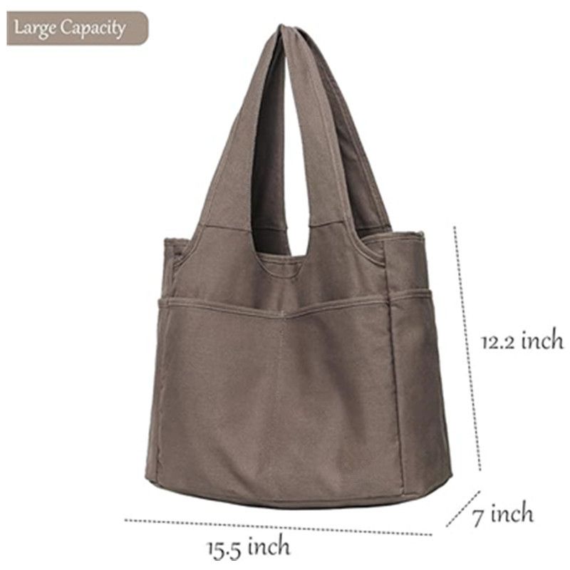 Praktische Tragetasche Damen große Umhängetasche mit Reißverschluss und Tasche für Uni Arbeit Reisen Einkaufen_voghion.com